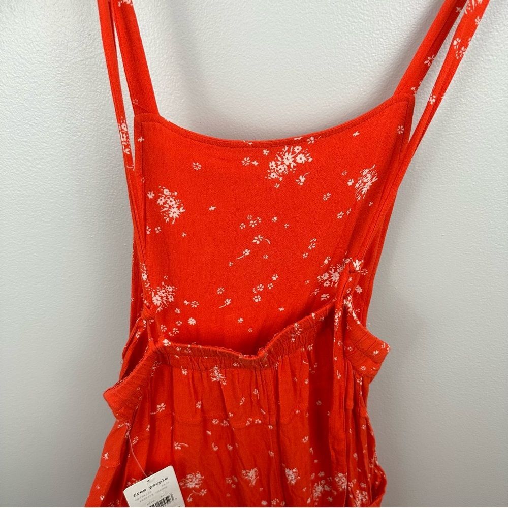 Free People Festive Orange Sweet In The Streets Overalls NWT Size XS Coastal - Picture 15 of 16